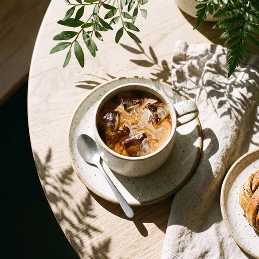 Iced Coffee in Speckled Stoneware Mug
