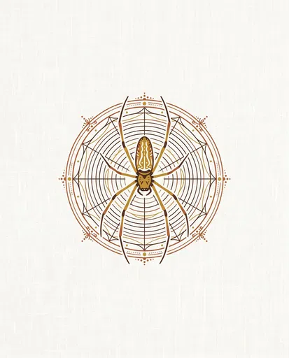 Stylized Golden Orb-Weaver Spider Graphic