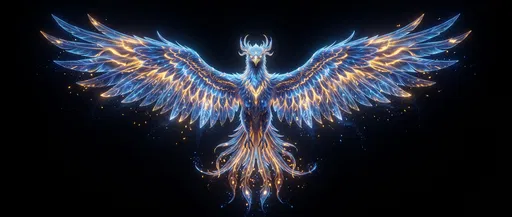 Glowing Blue and Gold Phoenix
