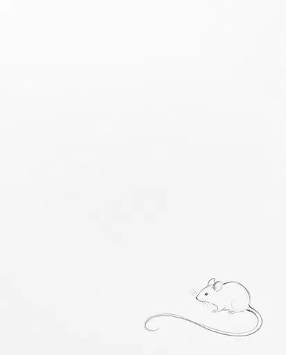 Minimalist Pencil Drawing of a Mouse