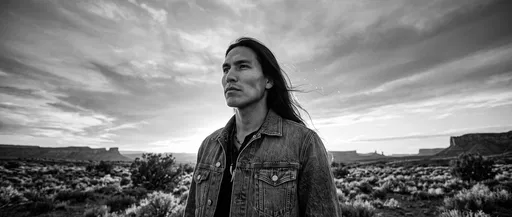 Monochrome Portrait of Man in Desert