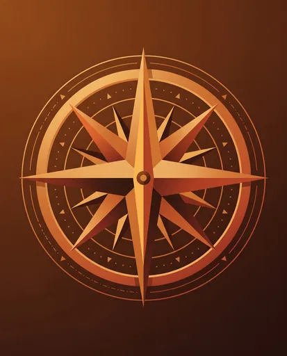 Warm Geometric Compass Rose Illustration