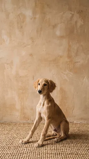 Fawn Saluki Puppy on Jute Rug