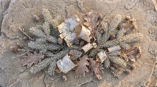Frosty Forest Botanicals Flat Lay on Stone