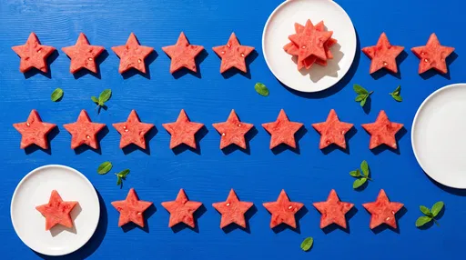 Star Shaped Watermelon Slices on Blue