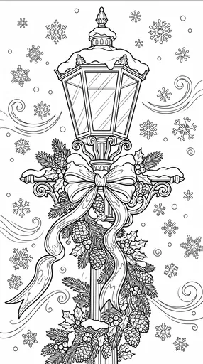 Victorian Holiday Streetlamp Coloring Page