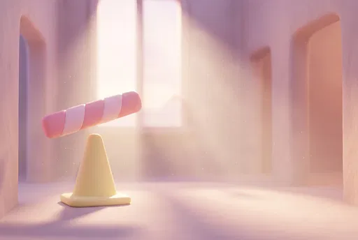 Pastel 3D Barrier Cone in Sunlit Room