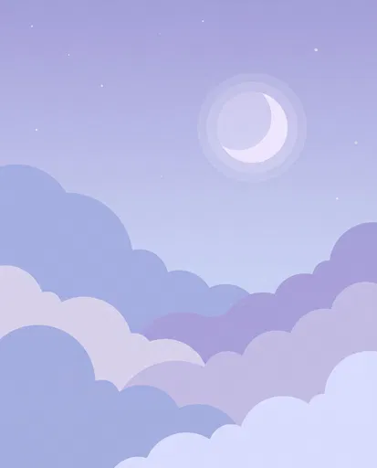 Pastel Lavender Clouds and Crescent Moon