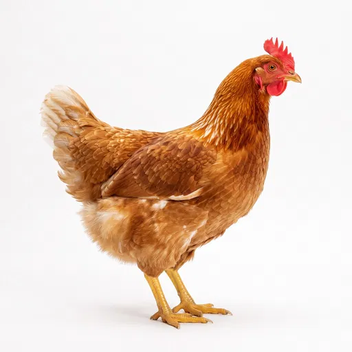 Golden Comet Hen on White Background