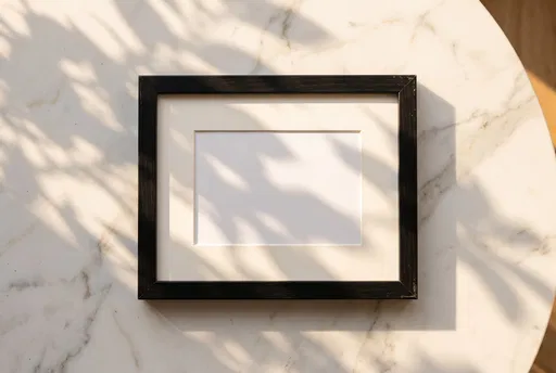Black Picture Frame Mockup on Marble