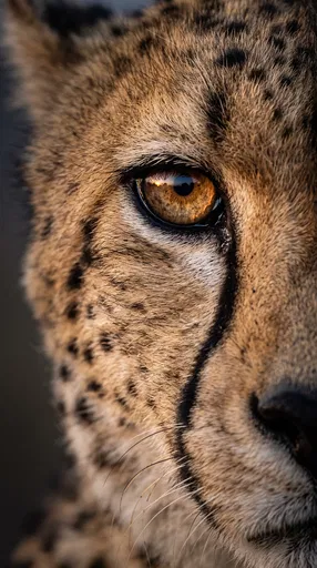 Macro Close-Up of Cheetah Amber Eye