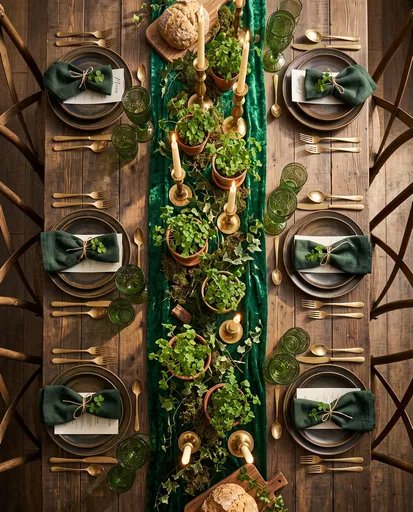 Overhead St. Patrick's Day Banquet Table