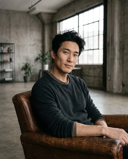 Portrait of Man in Concrete Loft