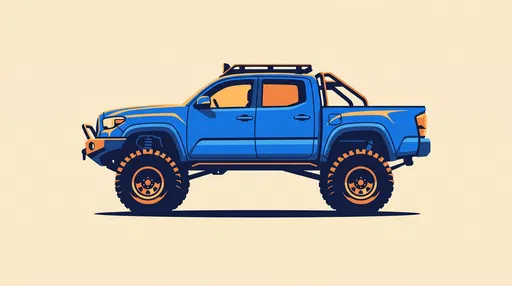 Blue Off-Road Pickup Truck Illustration