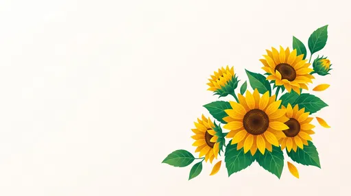 Vibrant Yellow Sunflowers Cluster Illustration