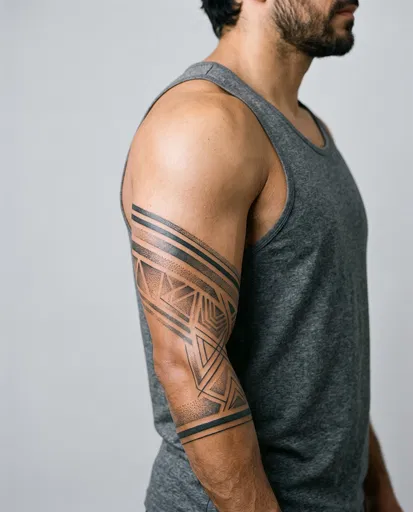 Man With Geometric Armband Tattoo