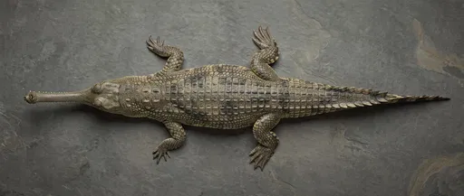 Overhead View of Gharial on Stone