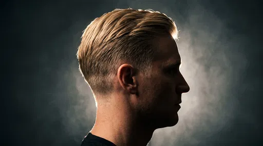 Backlit Profile of Blonde Man's Haircut