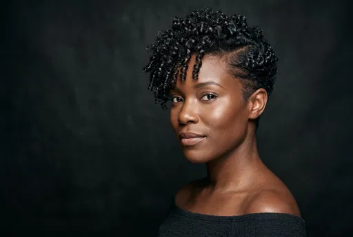 Black Woman With Curly Pixie Cut