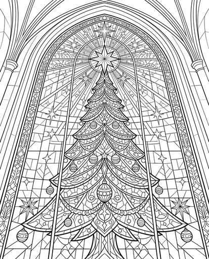 Stained Glass Christmas Tree Coloring Page