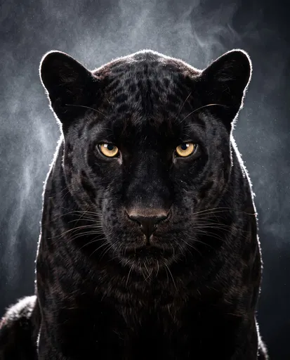 Dramatic Backlit Black Panther Studio Portrait