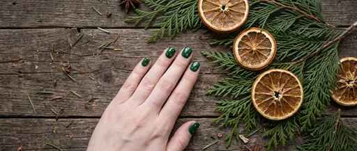 Forest Green Holiday Nail Art Flat Lay