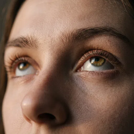 Macro Close-Up of Woman Looking Up