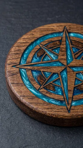 Wooden Compass Coaster with Resin Inlay