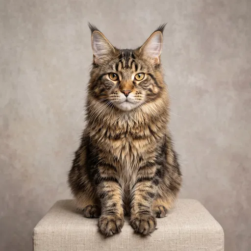Brown Tabby Maine Coon Studio Portrait