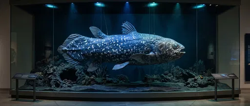 Coelacanth Model in Museum Diorama Showcase