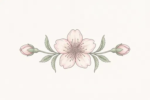 Symmetrical Pastel Sakura Blossom Botanical Illustration