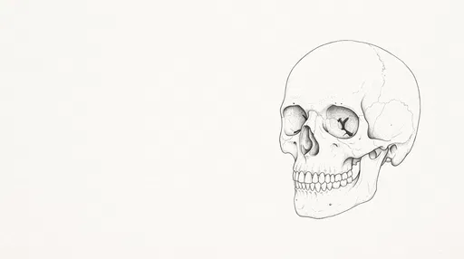 Minimalist Line Art Human Skull Illustration