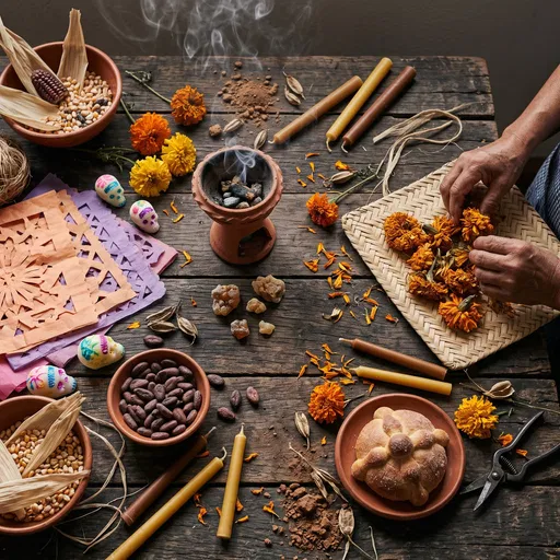 Artisan Preparing Day of the Dead Offerings