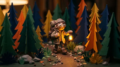 Clay Hiker in Cardstock Forest Diorama