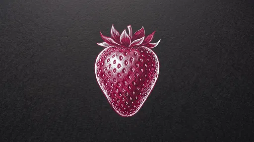 Crimson and White Ink Strawberry Drawing