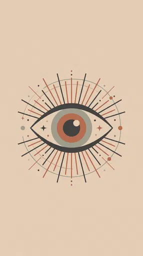 Minimalist Geometric Eye Illustration on Beige