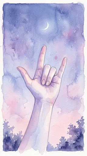 Watercolor Hand Making I Love You Sign