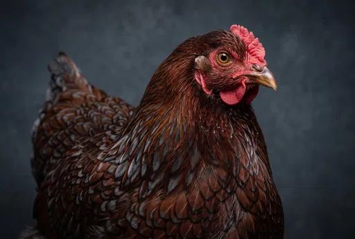 Studio Portrait of Brown Laced Hen