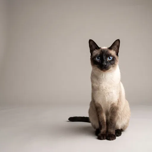 Siamese Cat Studio Portrait with Copy Space