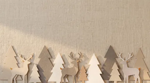 Minimalist Paper Cut Reindeer Holiday Background