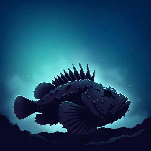 Backlit Stonefish Silhouette Underwater Illustration