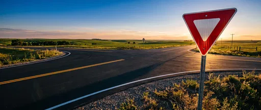 Blank Yield Sign at Rural Intersection