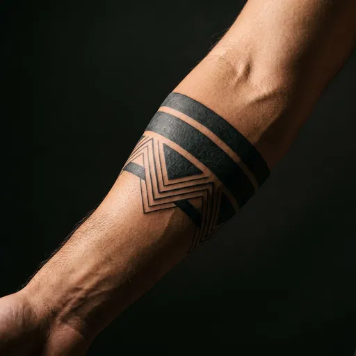 Geometric Blackwork Armband Tattoo on Forearm