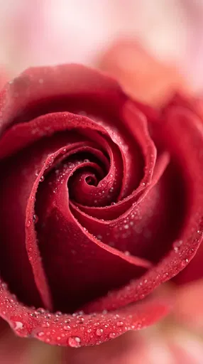 Macro Red Rose With Dewdrops