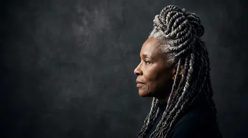 Profile Portrait of Woman with Gray Locks