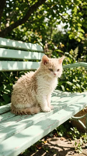 Selkirk Rex Kitten on Mint Bench
