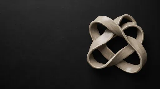 Greige Porcelain Ribbon Sculpture on Black