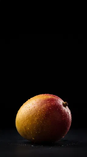 Fresh Wet Mango on Black Background