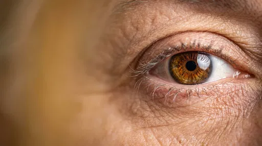 Macro Close-Up of Elderly Brown Eye