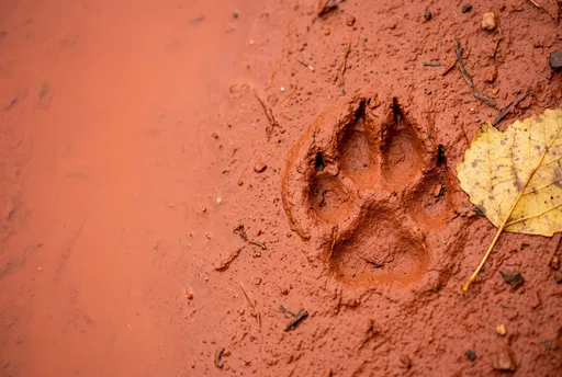 Fox Footprint in Red Clay Mud